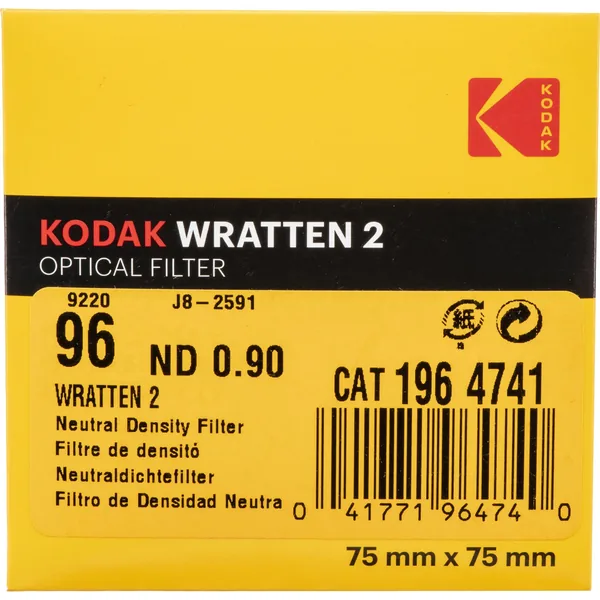 Filtro ND de gel óptico Kodak #96 Warts 2 (3 x 3″, 3 paradas)