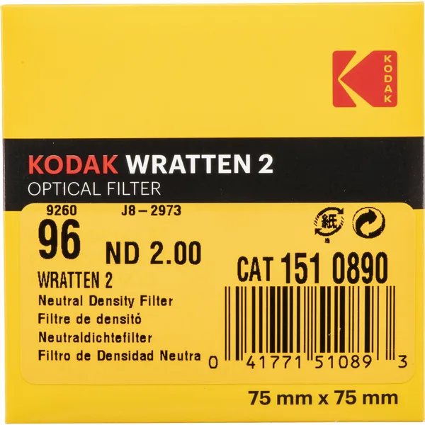 Filtro ND de gel óptico Kodak #96 Warts 2 (3 x 3″, 6,6 paradas)