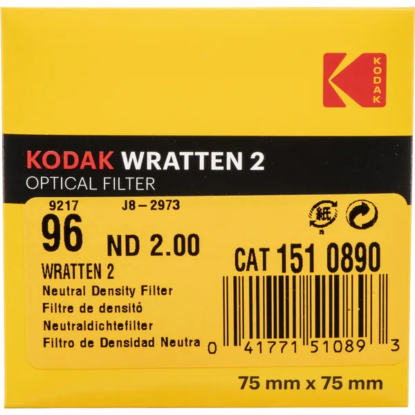 Filtro ND de gel óptico Kodak #96 Warts 2 (3 x 3″, 6,6 paradas)