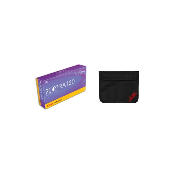 Kodak Portra 160 con kit de bolsa protectora de película Domke (120 rollos de película, paquete de 5)