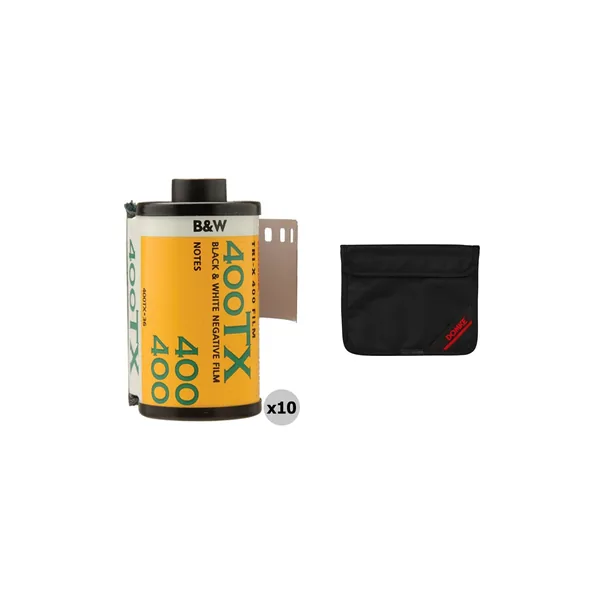 Kodak Tri-X 400 con kit de bolsa protectora de película Domke (película en rollo de 35 mm, 36 exposiciones, paquete de 10)