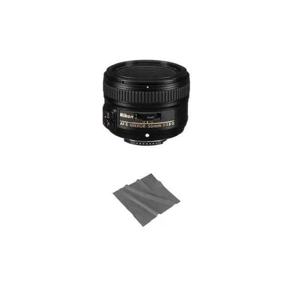 Lente Nikon AF-S NIKKOR 50 mm f/1.8G con kit de paño de limpieza