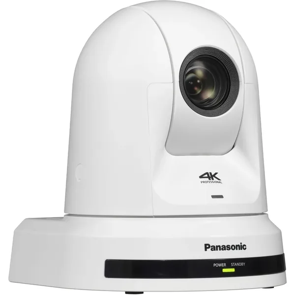 Cámara PTZ Panasonic 4K HDMI con zoom de 20x y seguimiento automático integrado (blanca)