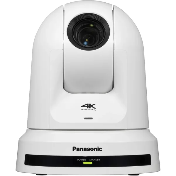 Cámara PTZ Panasonic 4K HDMI con zoom de 20x y seguimiento automático integrado (blanca)