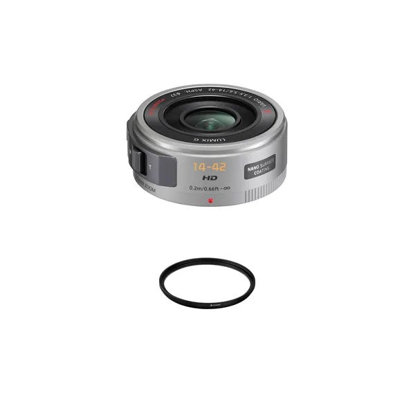 Panasonic LUMIX G X Vario PZ 14-42mm f/3.5-5.6 Potencia O.I.S. Lente con kit de filtro (plateado)