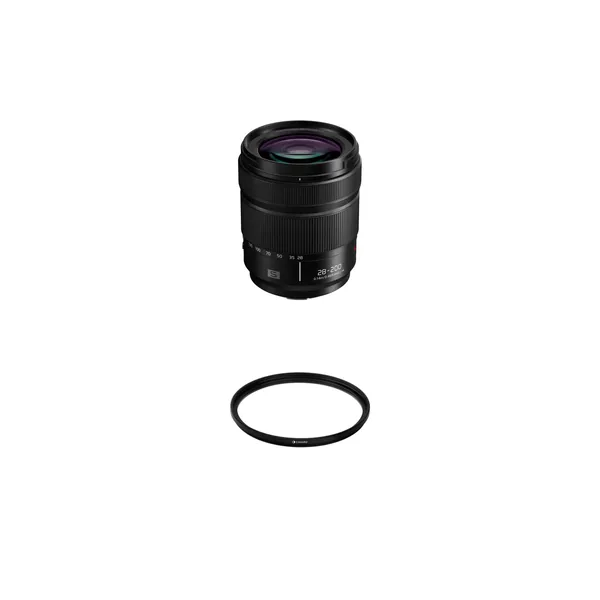 Panasonic LUMIX S 28-200 mm f/4-7.1 MACRO O.I.S. Lente con kit de filtro UV (montaje L)