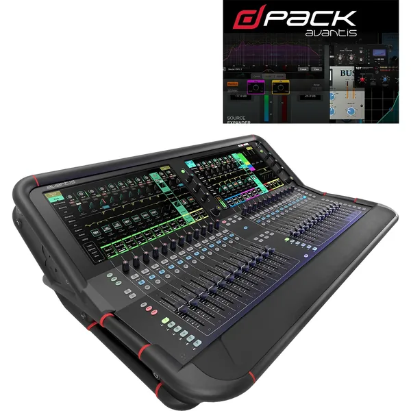 Kit de mezclador digital Allen & Heath Avantis de 64 canales/42 buses con actualización de software dPack y estuche de vuelo Doghouse