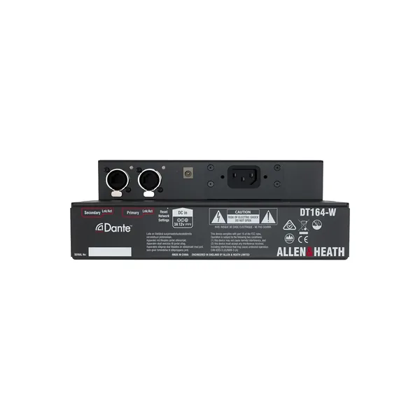 Allen & Heath DT164-W 16×4 Expansor de E/S de audio Dante/AES67 para montaje en pared