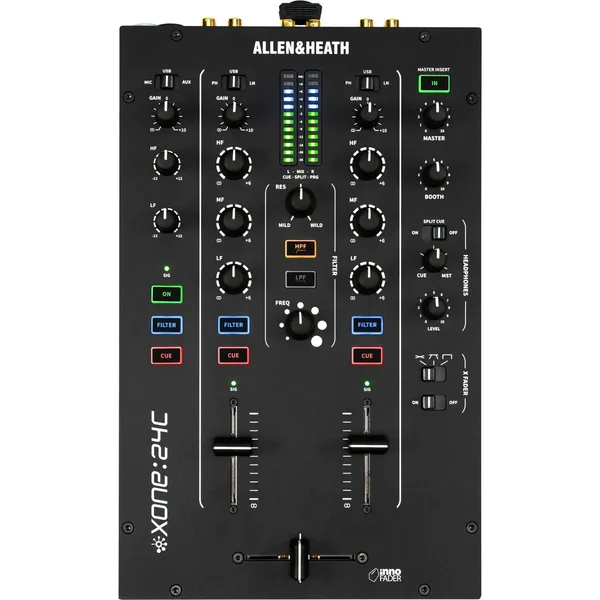 Allen & Heath Xone:24C Mezclador de DJ híbrido profesional de 2+1 canales con interfaz USB-C
