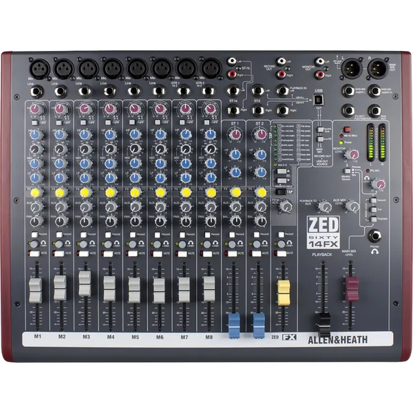 Allen & Heath ZED60-14FX Mezclador para vivo y estudio con efectos digitales y puerto USB