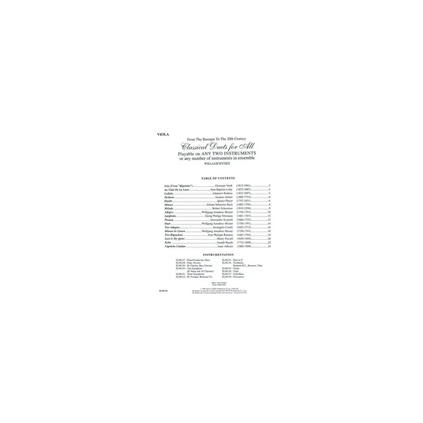 Alfred Music Publishing Classical Duets for All Viola