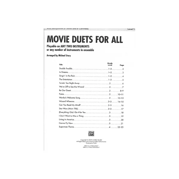 Alfred Music Publishing Movie Duets For All Alto Sax