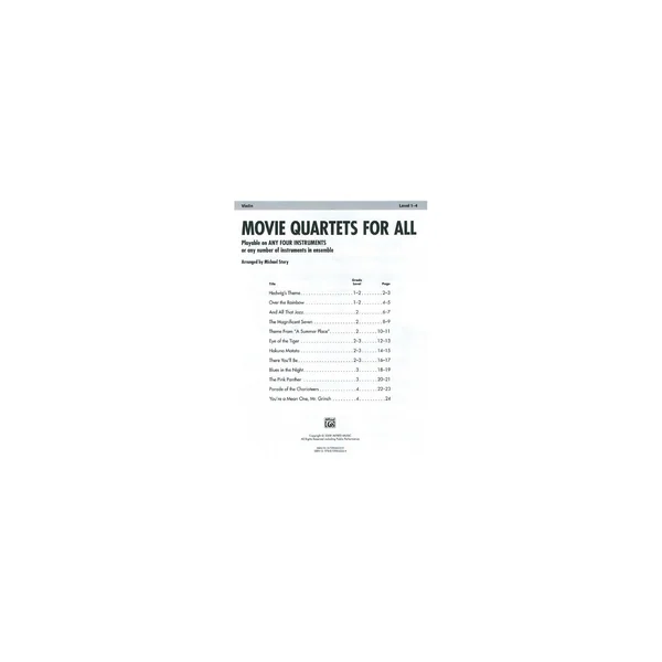 Alfred Music Publishing Movie Quartets for All Viola
