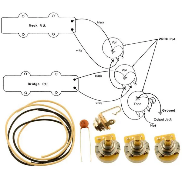 Allparts J-Style Bass Wiring Kit