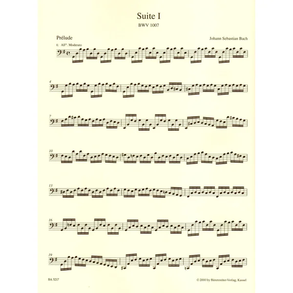 Bärenreiter Bach Cellosuite 1 BWV 1007