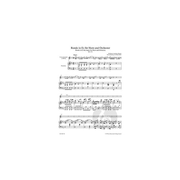 Bärenreiter Mozart Rondo for Horn KV 371