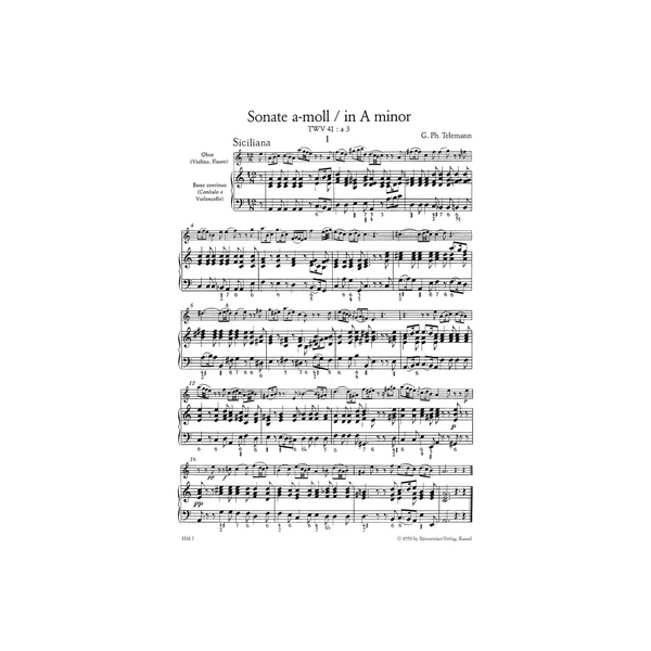Bärenreiter Telemann Sonaten Spielstücke