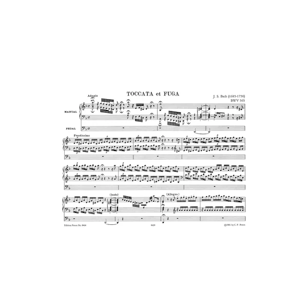Edition Peters Bach Toccata Und Fuge BWV 565