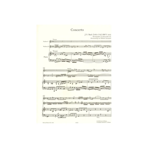 Edition Peters Bach Violinkonzert BWV 1043