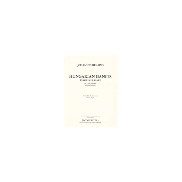 Edition Peters Brahms Ungarische Tänze VL