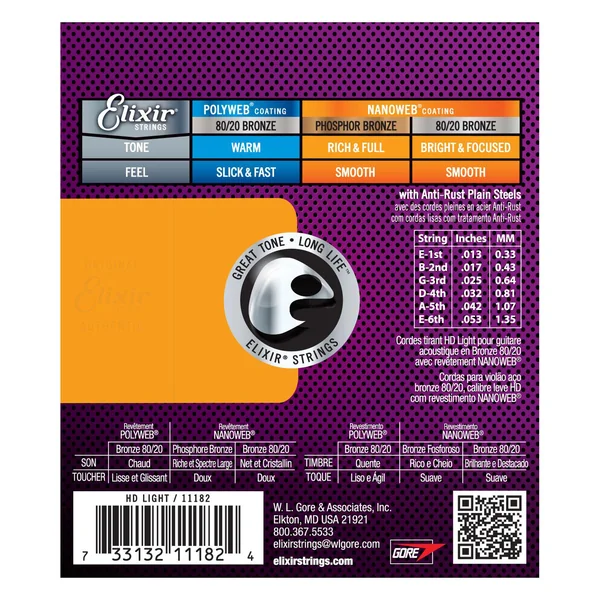 Elixir 11182 80/20 Bronze HD Light