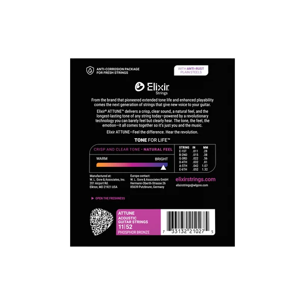 Elixir Attune 21027 Phosphor Bronze
