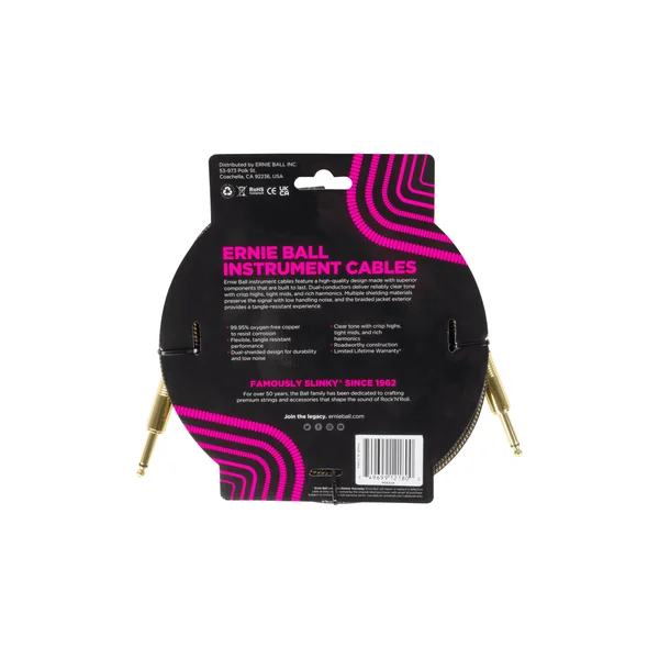 Ernie Ball Instr.Cable Braided 18ft PD