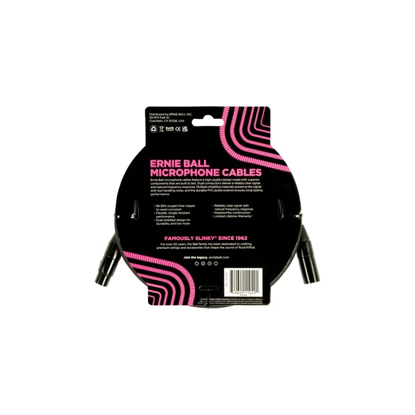 Ernie Ball Mic Cable PVC 20ft BK