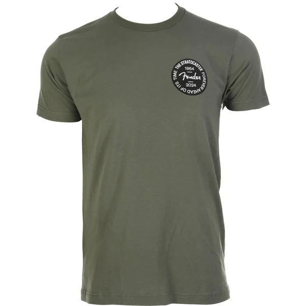 Fender Strat Anniv Badge Tee Olive M