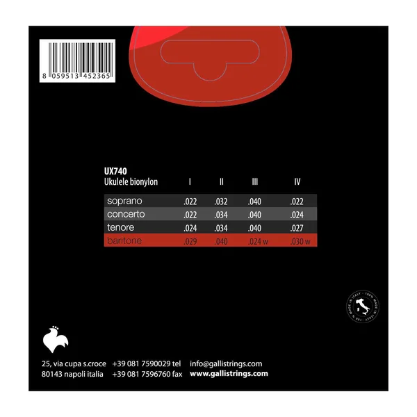 Galli Strings UX740 Baritone Ukulele Strings