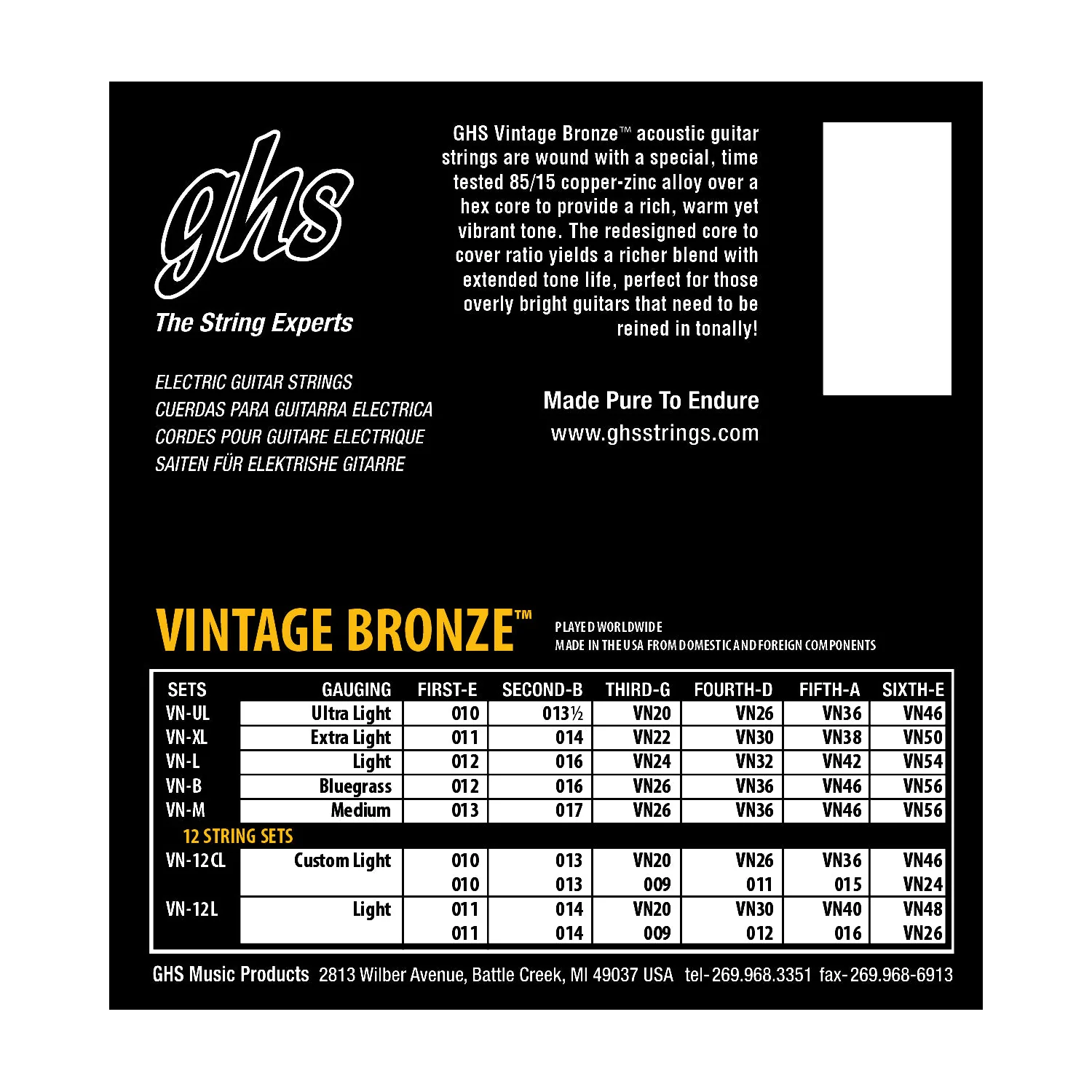 GHS VN-L Vintage Bronze Light