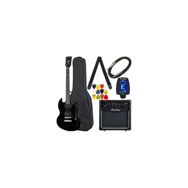 Harley Benton DC-200 BK Student Serie Bundle