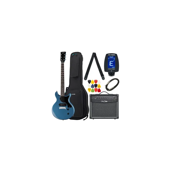 Harley Benton DC-Junior Pelham Blue Bundle