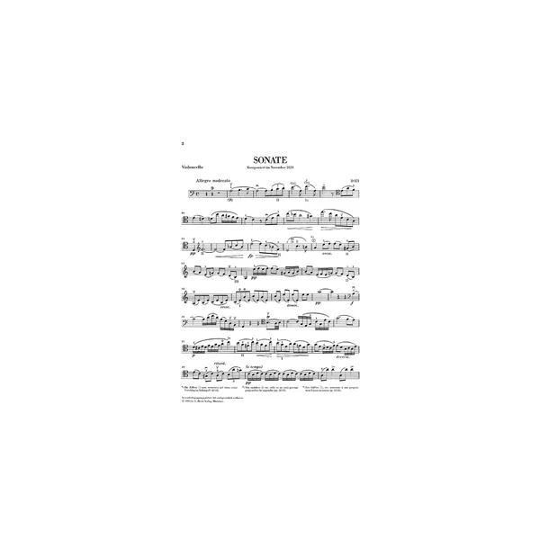 Henle Verlag Schubert Sonate D 821 Cello